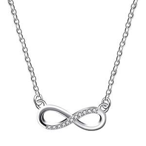 Platinum Plated Infinity Necklace Pave Cubic Zirconia 8 Infinity Pendant Jewelry